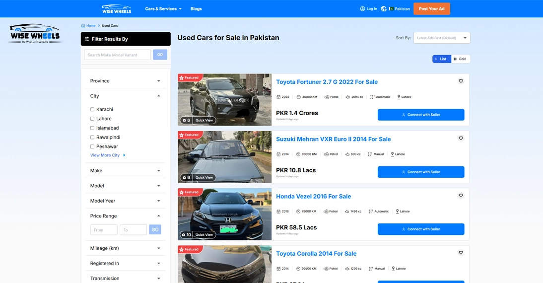 Explore Wise Wheels Marketplace